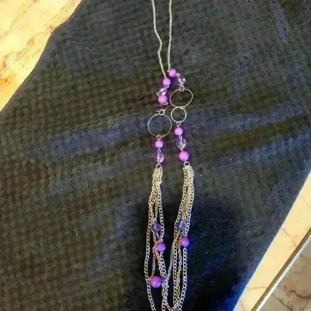 Purple beaded long necklace